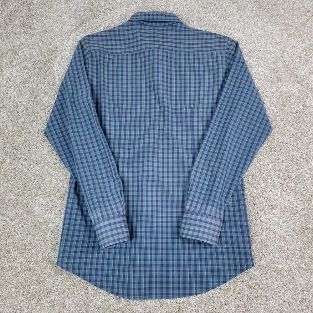 Mizzen+Main Leeward Mens Medium Green Blue Check Performance Button Down LS - Picture 3 of 6